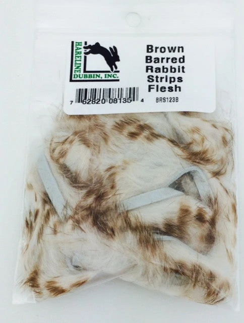 Hareline Dubbin Brown Barred Rabbit Strip 1/8" - Image 2
