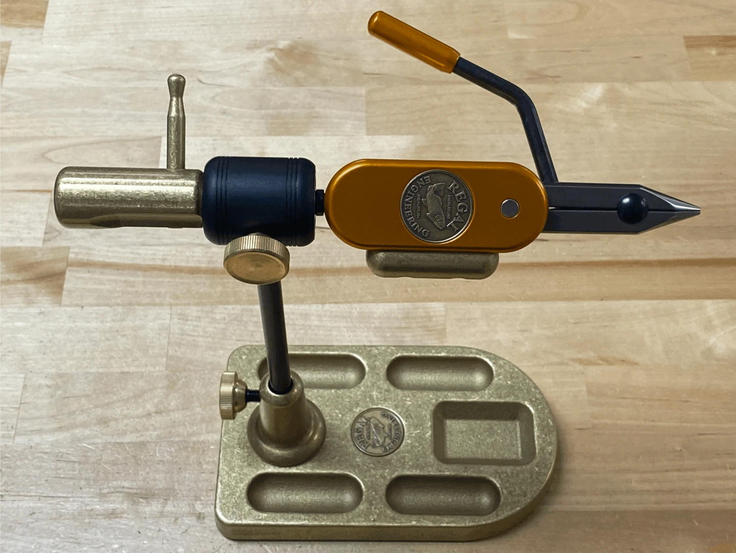 Regal Revolution Vise Stainless Jaw Bronze Pocket Base - Orange Ember